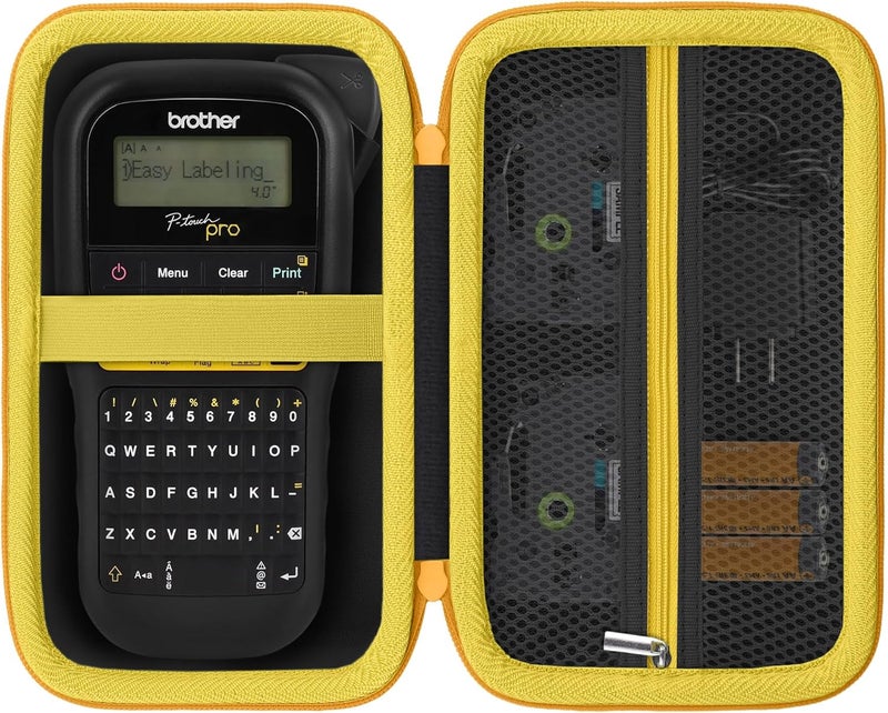 Baval Label Printer Case Compatible with Brother P-Touch PTH110BP/PTH110/PTH111 Pro Label Maker(Black Case,Yellow Zipper) - Image 1